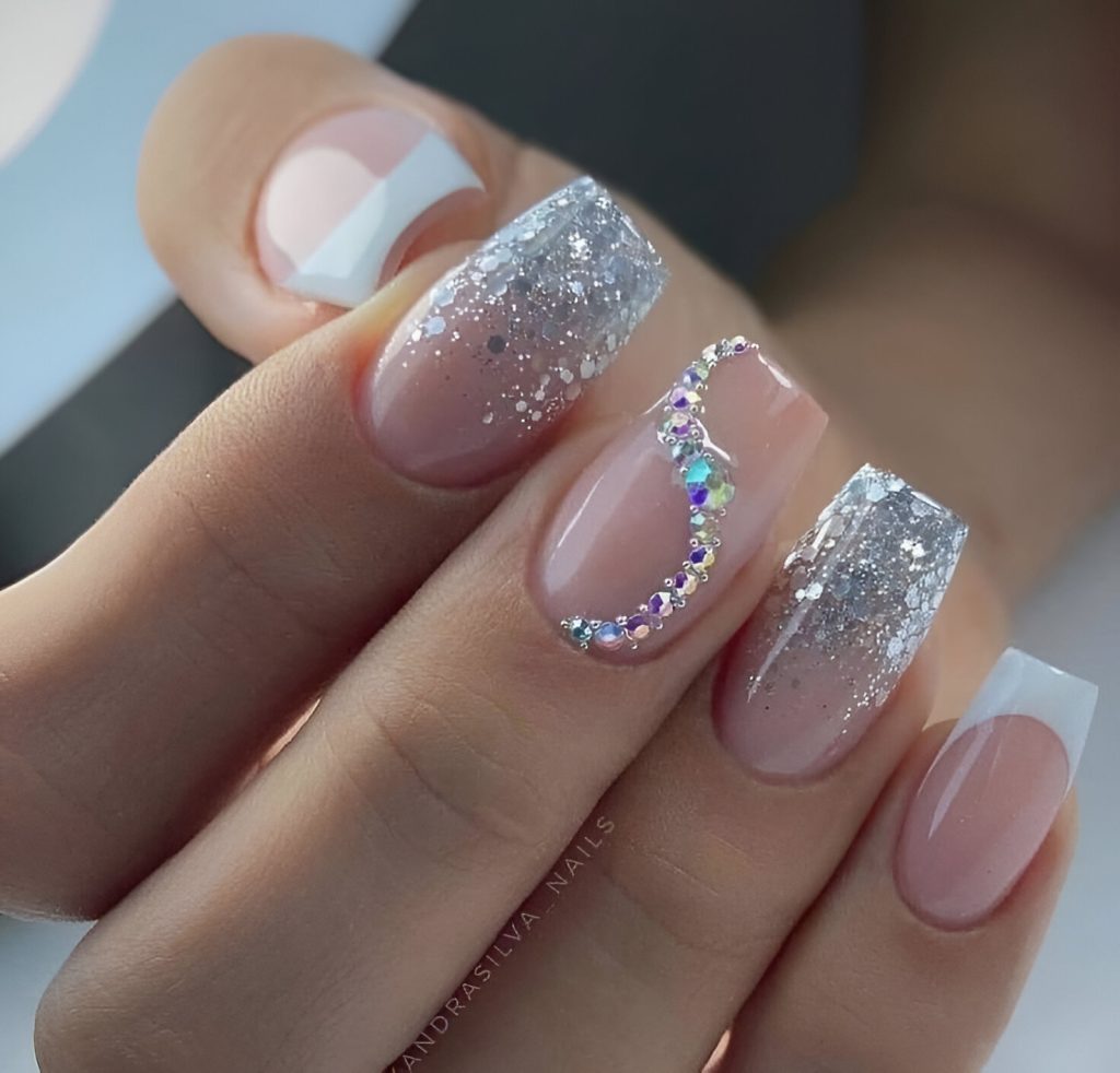  White Nail Designs With Glitter