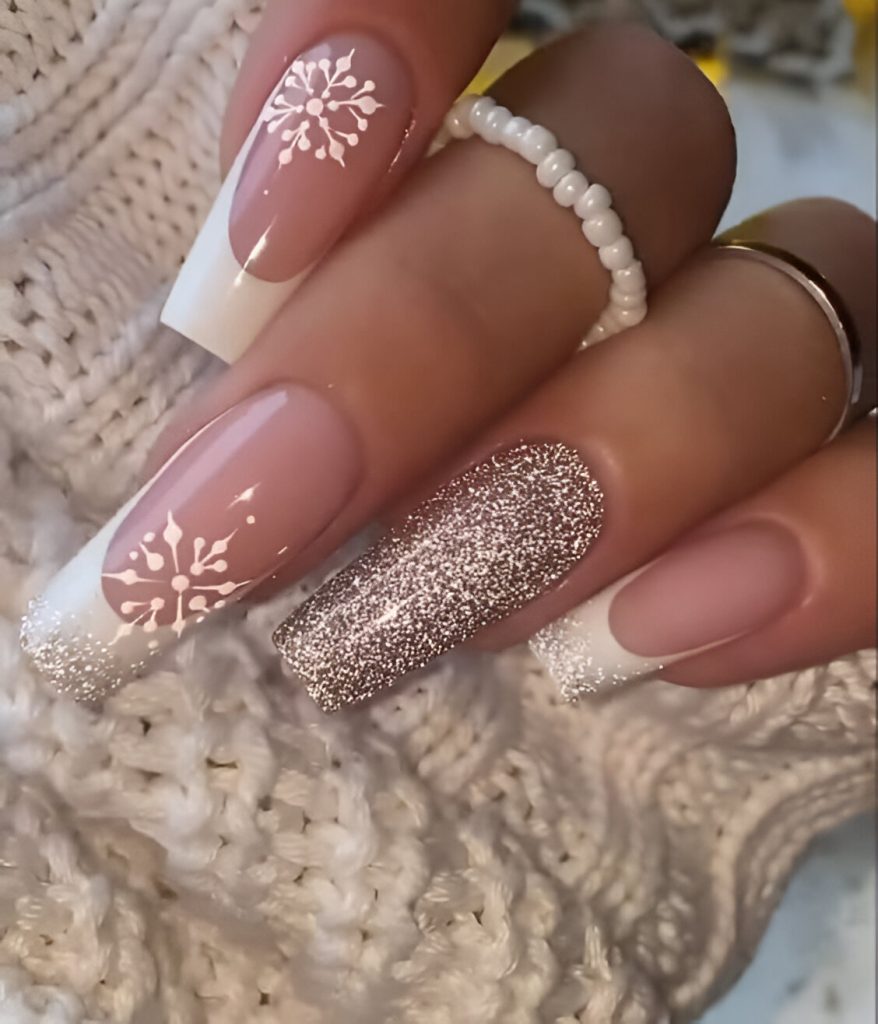 White Snowflake Nails