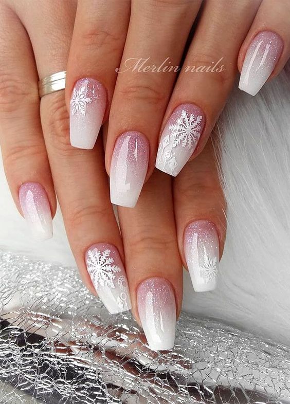 White Snowflake Nails