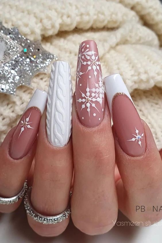 White Snowflake Nails