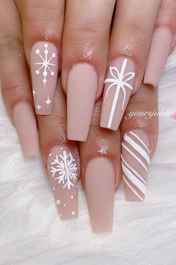 White Snowflake Nails