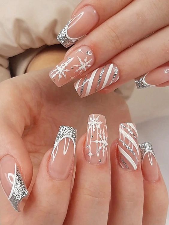 White Snowflake Nails