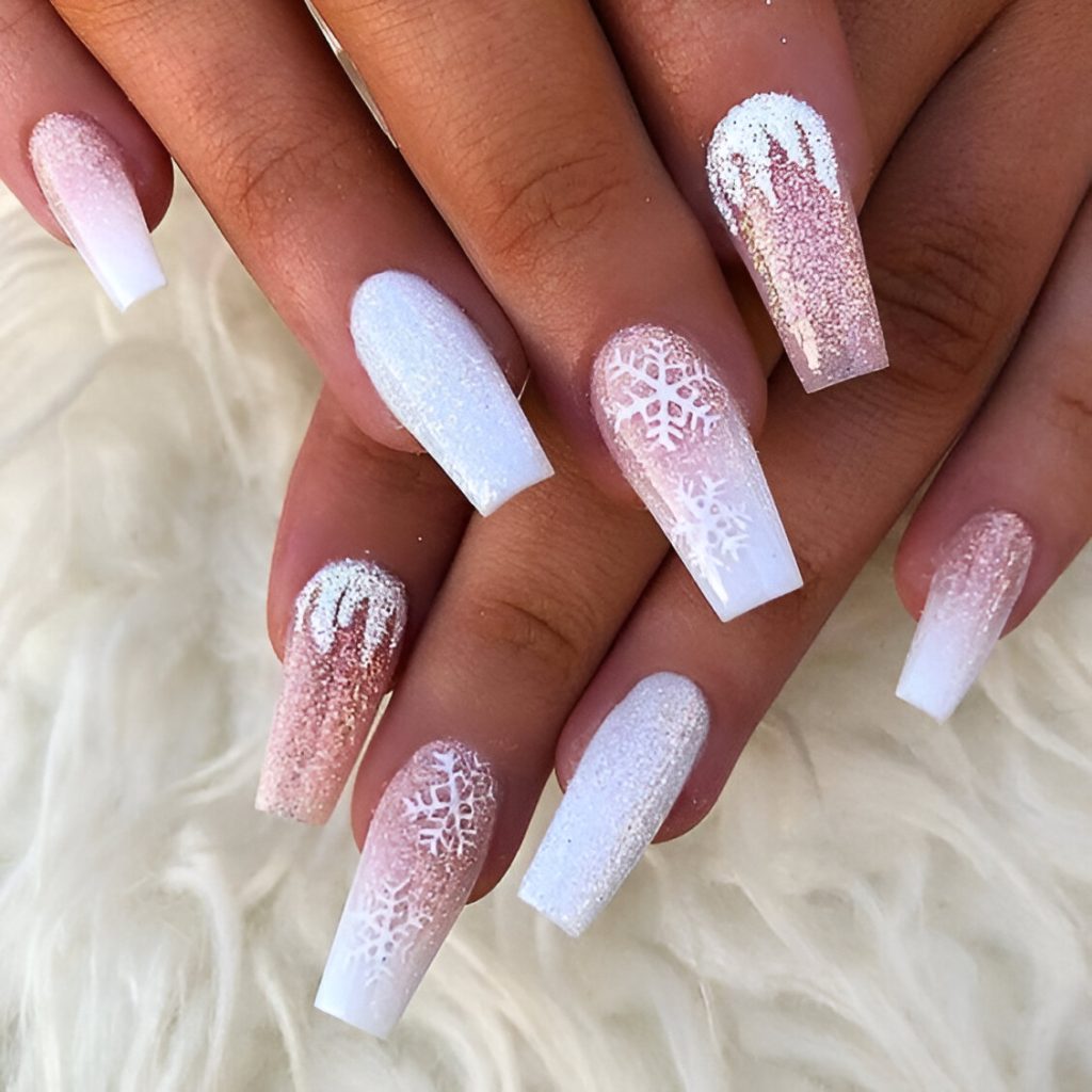 White Snowflake Nails