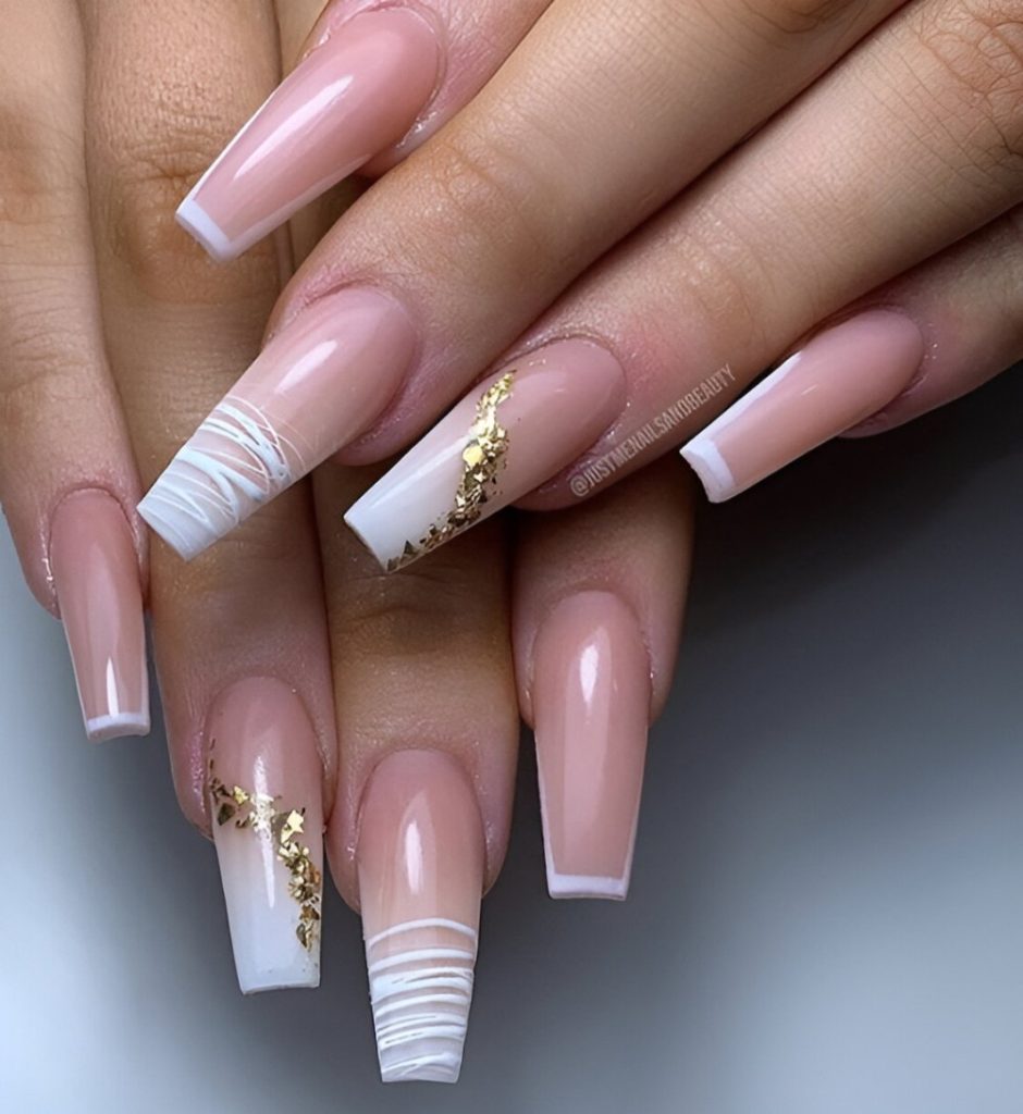 White Square French Tip Nails
