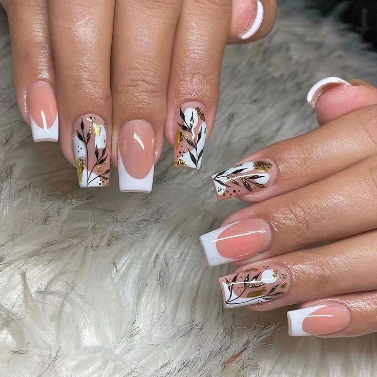 White Square French Tip Nails