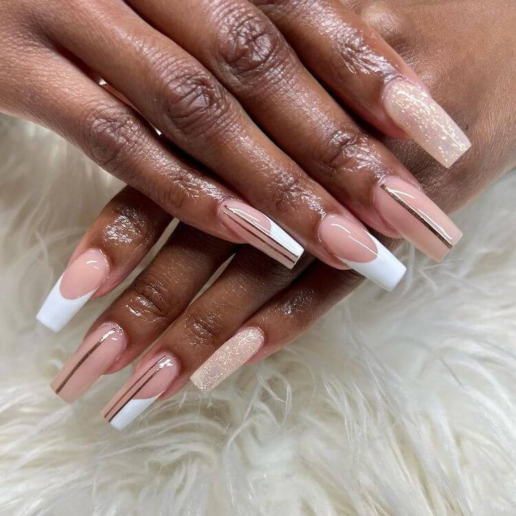 White Square French Tip Nails