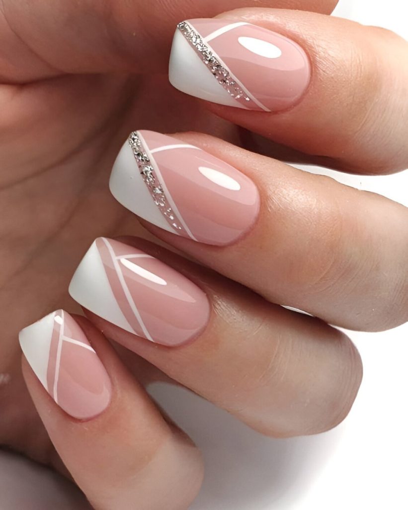 White Square French Tip Nails