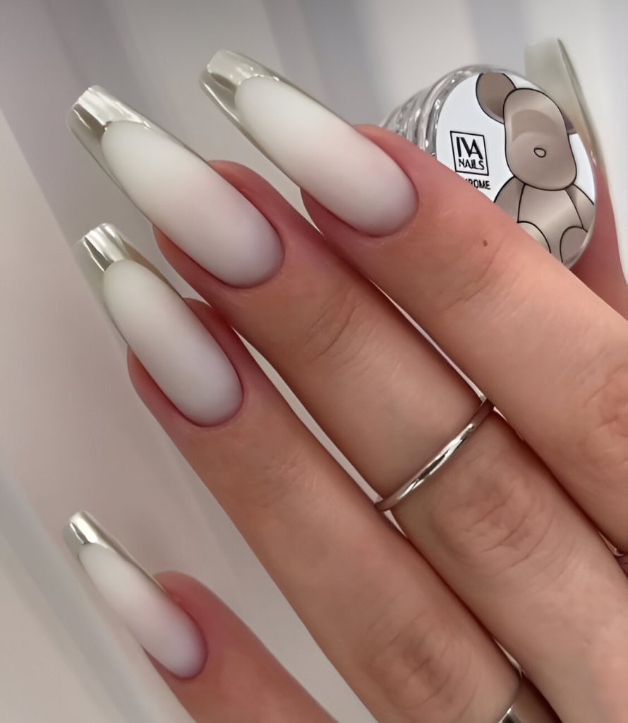 White Square French Tip Nails
