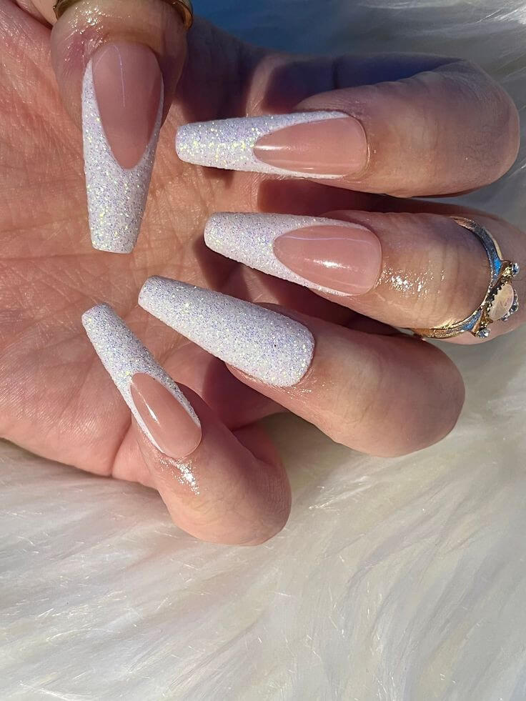 White Square French Tip Nails