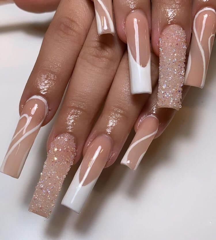 White Square French Tip Nails