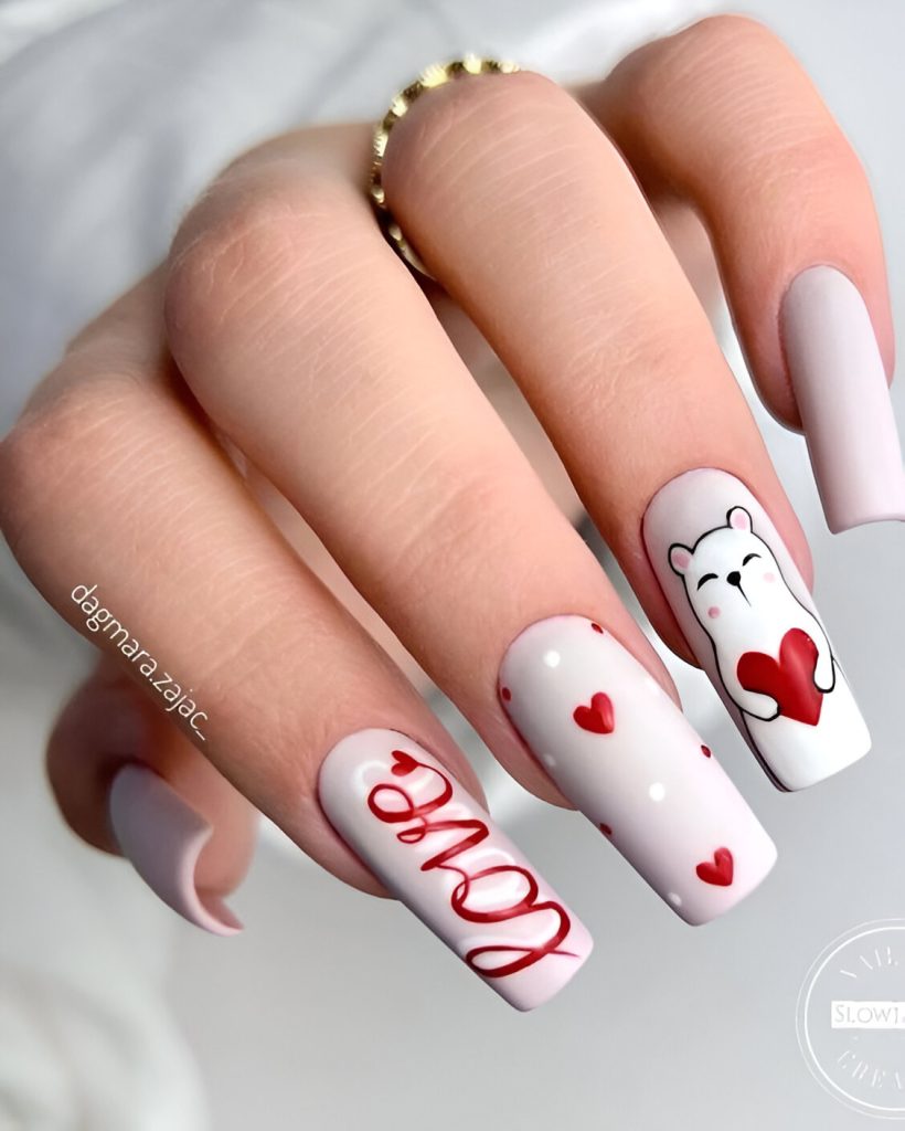 White Valentine's Manicure