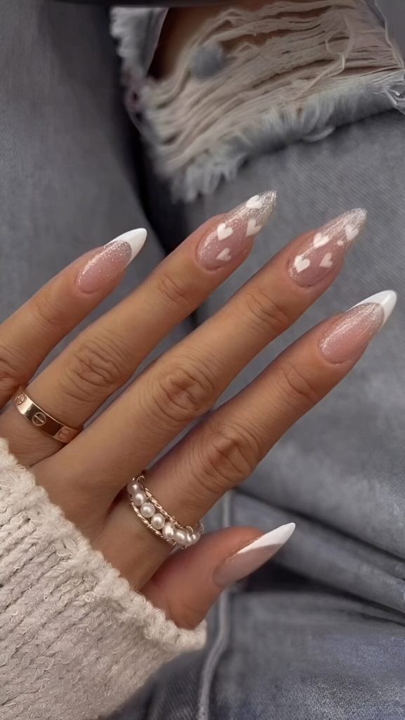 White Valentine's Manicure