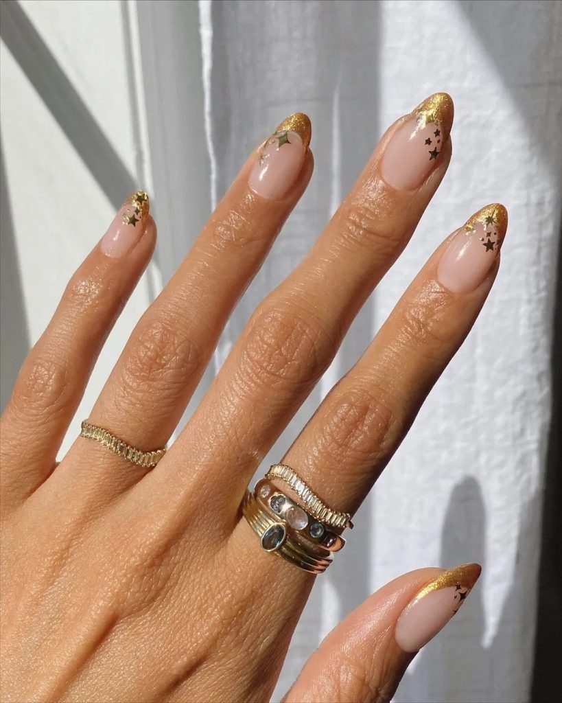  Winter Nails With Gold French Tips