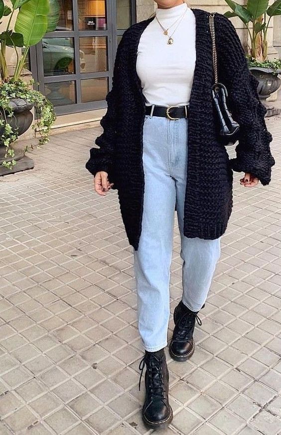 Wool Cardigan With Blue Jean