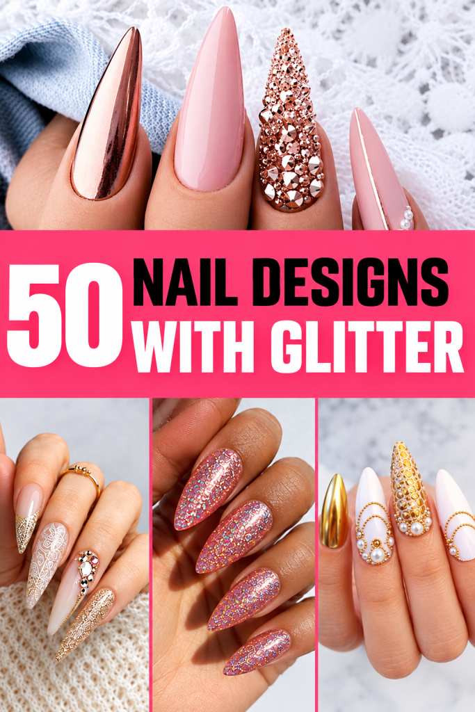 50 Gorgeous Nail Designs With Glitter To Glam You Up Instantly